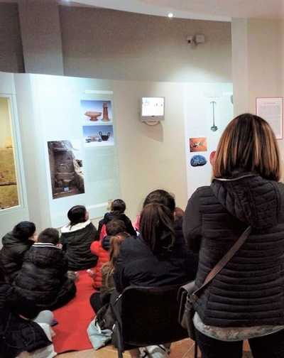 Playback of educational videos for children inside the premises of the Nepi civic museum